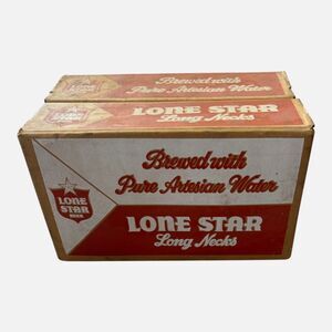 Texas Lone Star Long Necks Beer Bottle Empty Vintage Cardboard Box 24 Display